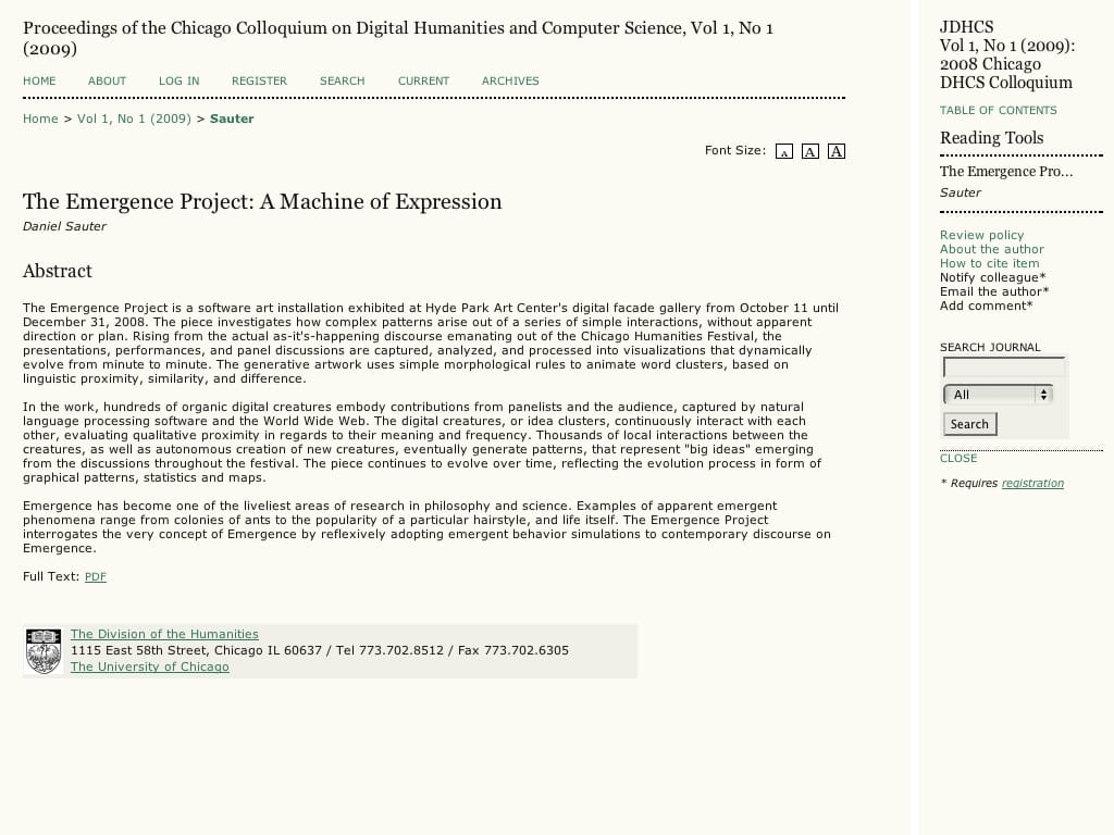 The Emergence Project: A Machine of Expression
